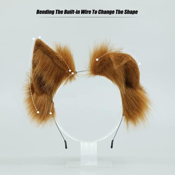 Faux Fur Animal Ear Headband Women Cosplay Hair Accessory Adjustable